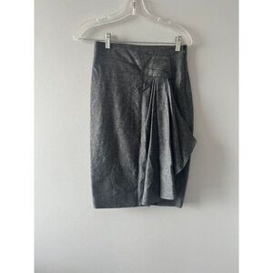 Karen Millen Grey Tweed Knee Length Front Ruffle Panel Pencil Skirt Women Size 4